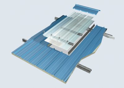 Pannello costituito da Traslucido grecato esterno e lastra in policarbonato alveolare interno | Panel constituited by external corrugated translucent sheet and internal alveolar polycarbonate sheet - © Copyright Elcom System Spa - Tutti di diritti riservati / All rights reserved