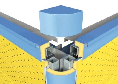 Serbond ® Angoli curvi verticali / Angoli retti orizzontali, coronamento superiore | Serbond ® rounded verticals corners / horizzontal 90° corners, upper connections - © Copyright Elcom System Spa - Tutti di diritti riservati / All rights reserved